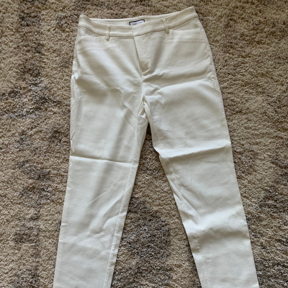 White Textured Pants